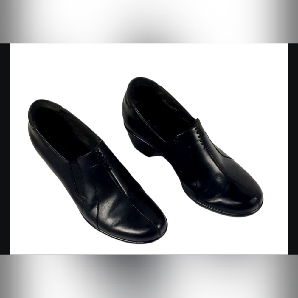 Clarks Bendables Ingalls Loch Bootie Womens Black Leather Heel Shoes Sz 6.5M